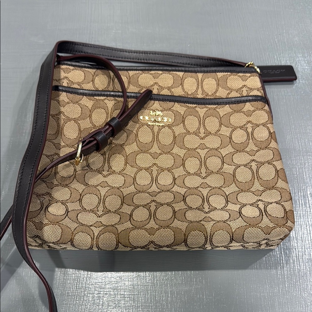 Coach Tan & Brown Signature Canvas Crossbody Bag